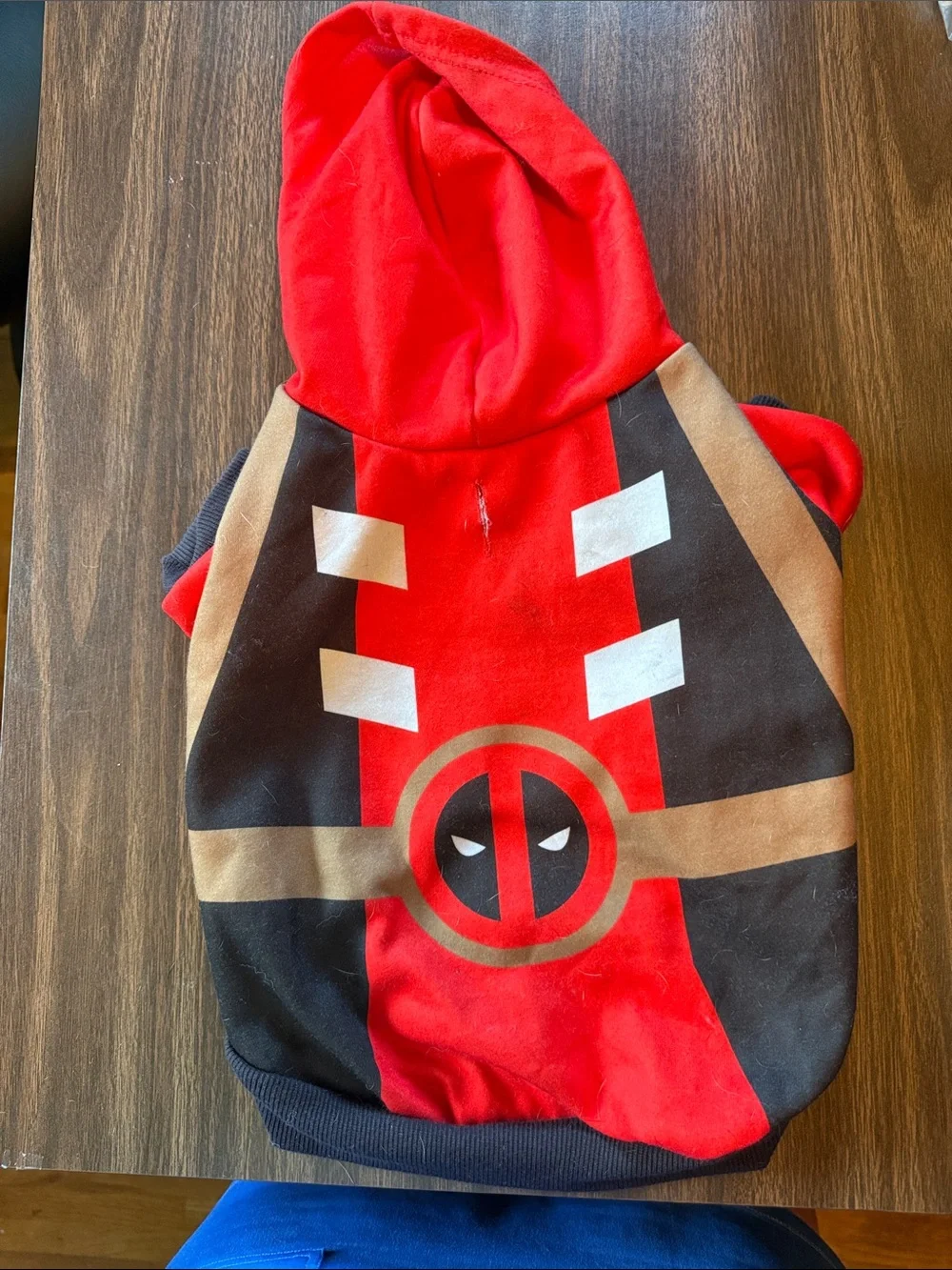 Red Deadpool-Style Dog Hoodie Sweater